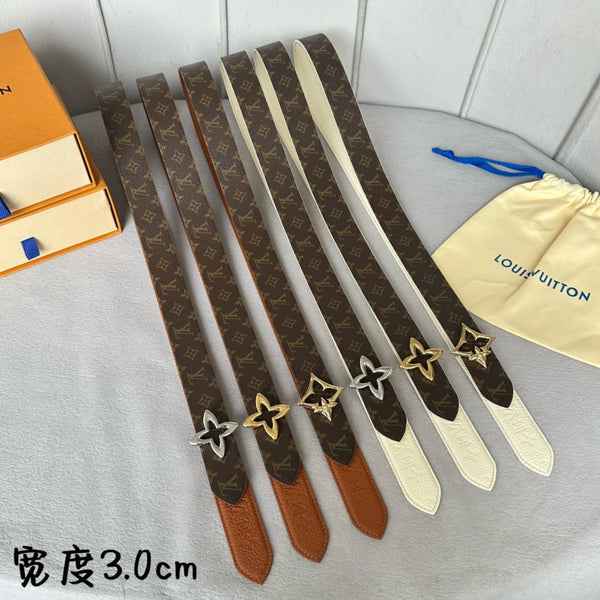 CINTURA REVERSIBILE LV MINI FLOWERGRAM 30MM IN PELLE DI VITELLO GOFFRATA BRONZO E FERRAMENTA ORO