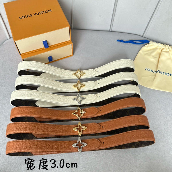 CINTURA REVERSIBILE LV MINI FLOWERGRAM 30MM IN PELLE DI VITELLO GOFFRATA BRONZO E FERRAMENTA ORO