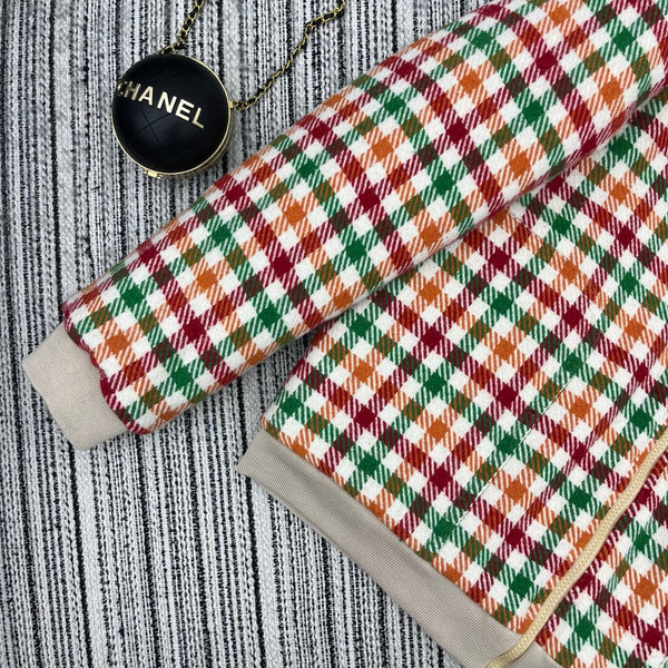 Miu Miu 25 Plaid Shearling Collar Coat Multicolor 302150