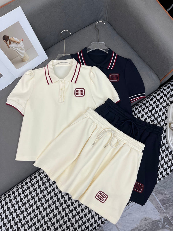 Miu 25C Polo Shirt Mix Short Skirt 228562