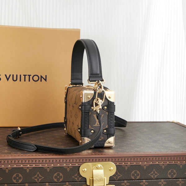 SIDE TRUNK MINI 18 IN BROWN MONOGRAM REVERSE CANVAS GOLD HARDWARE