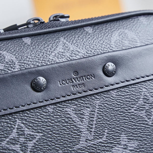 NANO ALPHA 18 IN BLACK MONOGRAM ECLIPSE CANVAS