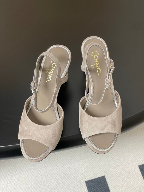 CC 25p Slingback Heel 8cm Grey Suede