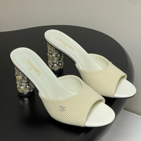 CC 25p Sandalo Tacco 8cm Panno Crema