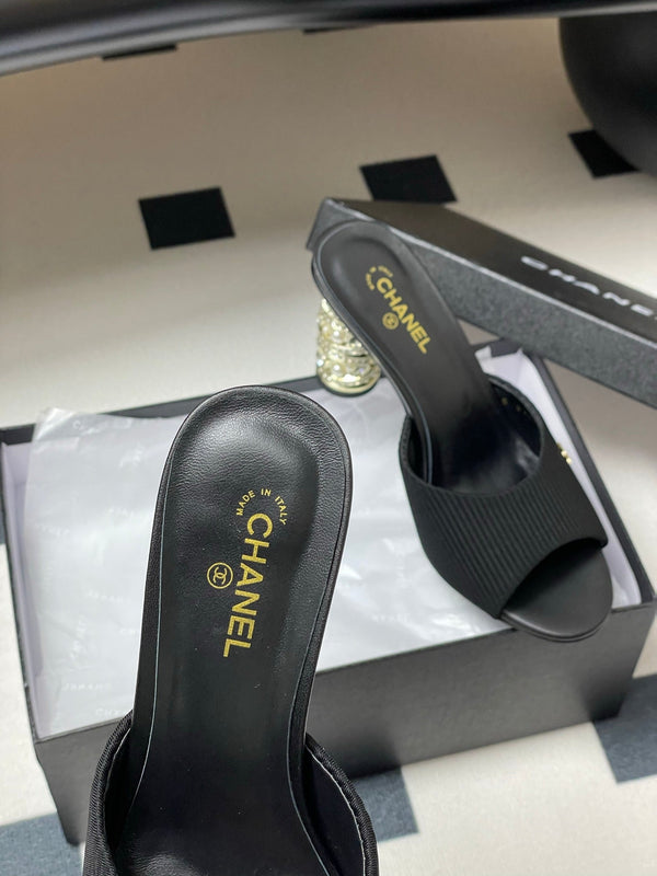 CC 25p Sandalo Tacco 8cm Tessuto Nero