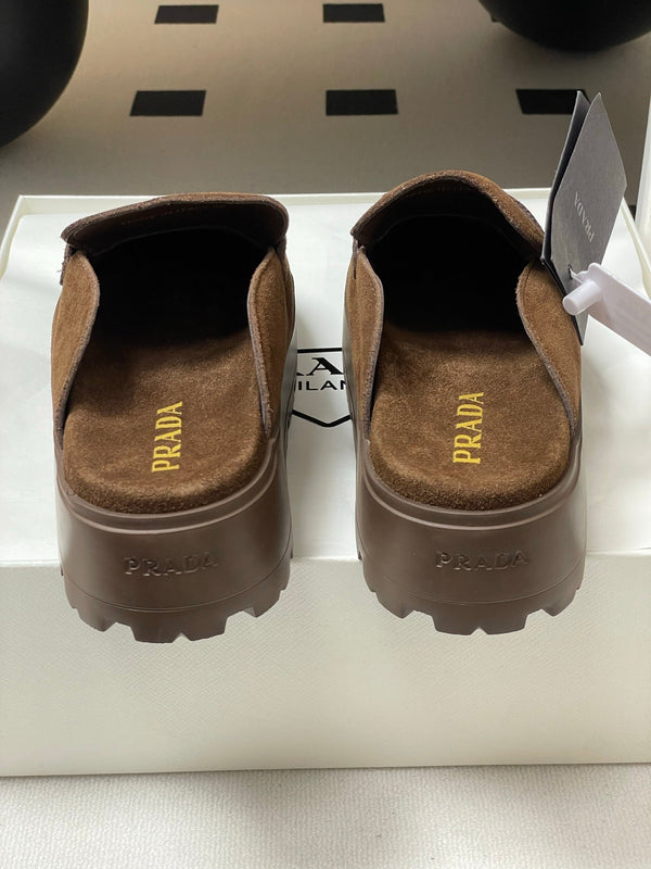 Prada 25 Mule Brown Cowhide Suede 247793