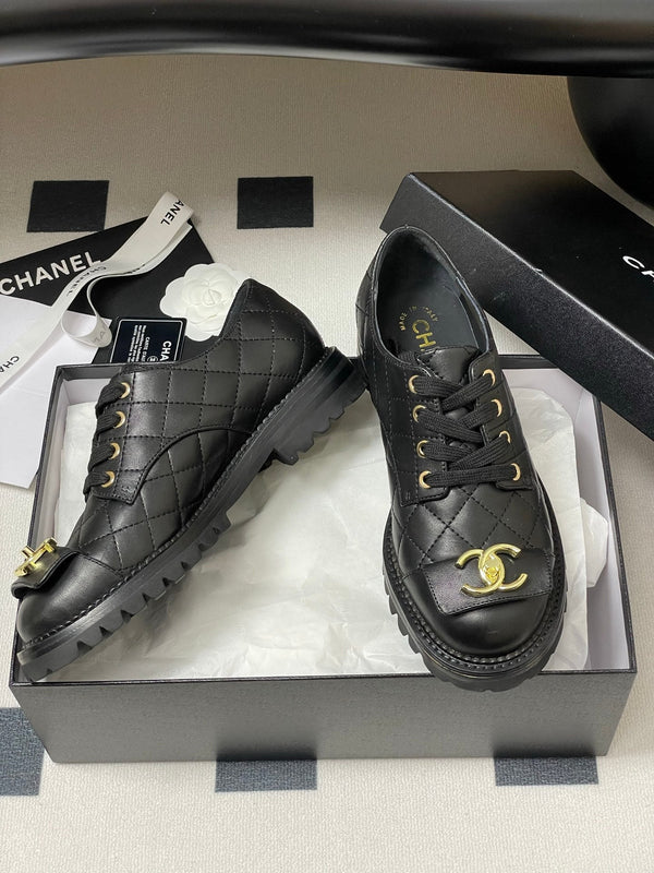 25K Double C Buckle Thick-Soled 25mm Loafer Black Lambskin 247709