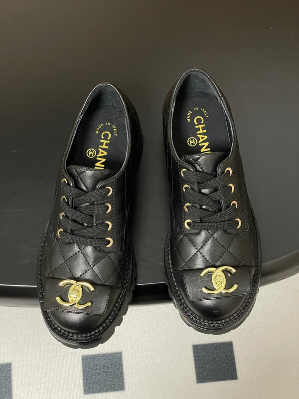 25K Double C Buckle Thick-Soled 25mm Loafer Black Lambskin 247709