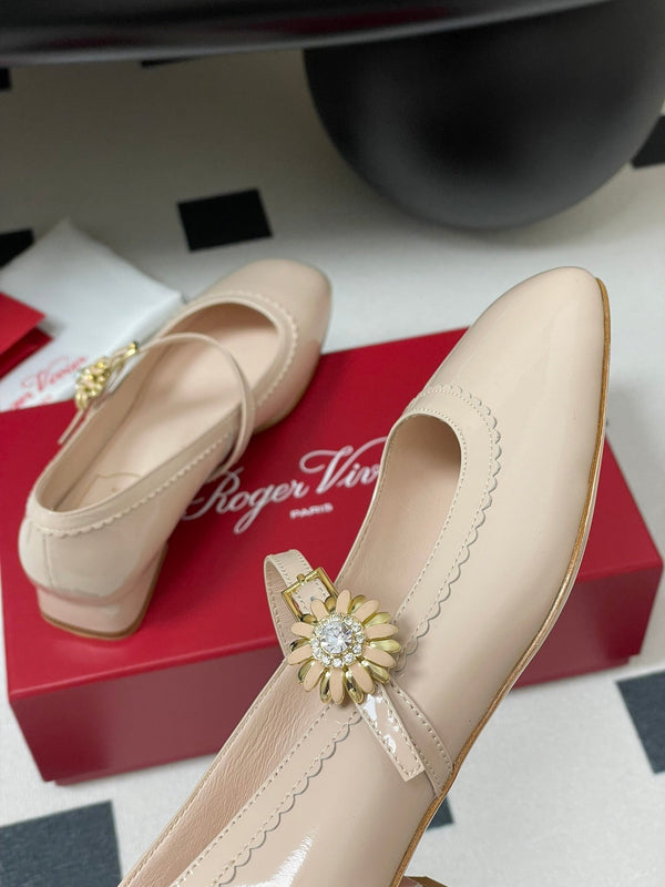 Viv 25 Mary Jane 2.5cm Beige Patent Calf Leather 247889