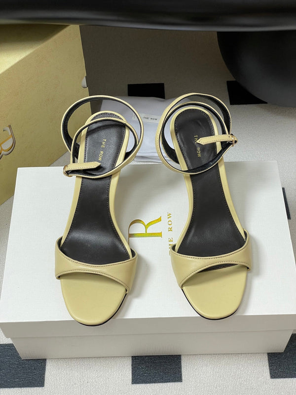 The Row 25S Strap High Heel Sandals 85mm Beige Sheepskin 286191
