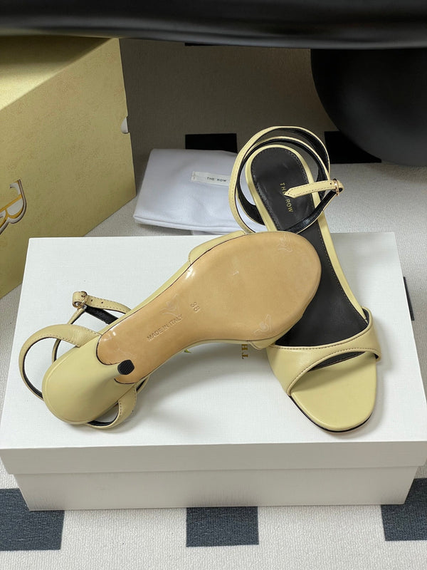 The Row 25S Strap High Heel Sandals 85mm Beige Sheepskin 286191