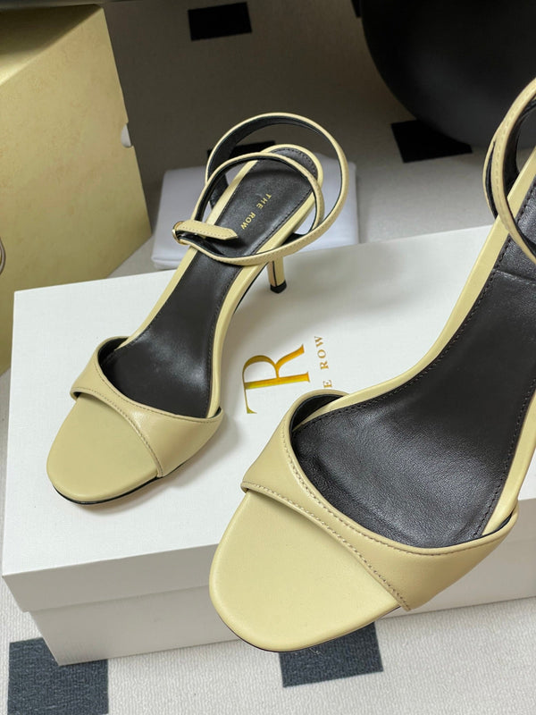 The Row 25S Strap High Heel Sandals 85mm Beige Sheepskin 286191