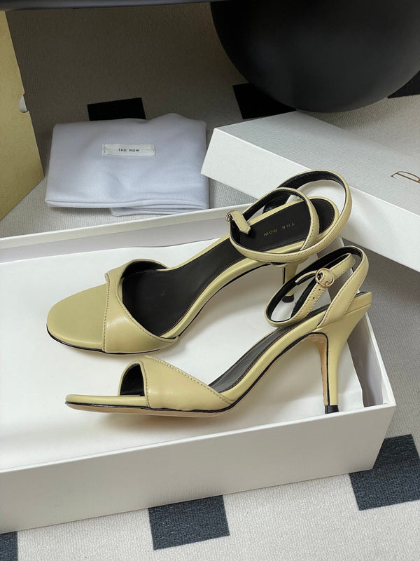 The Row 25S Strap High Heel Sandals 85mm Beige Sheepskin 286191