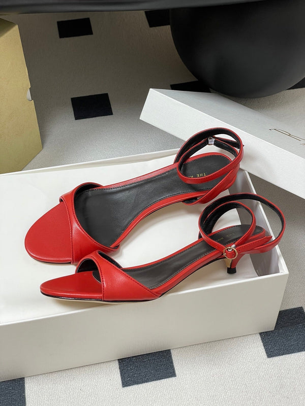 Sandali con tacco alto e cinturino The Row 25S in pelle di pecora rossa da 35 mm 286198