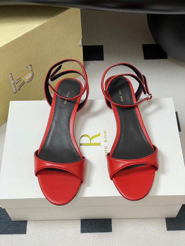 Sandali con tacco alto e cinturino The Row 25S in pelle di pecora rossa da 35 mm 286198
