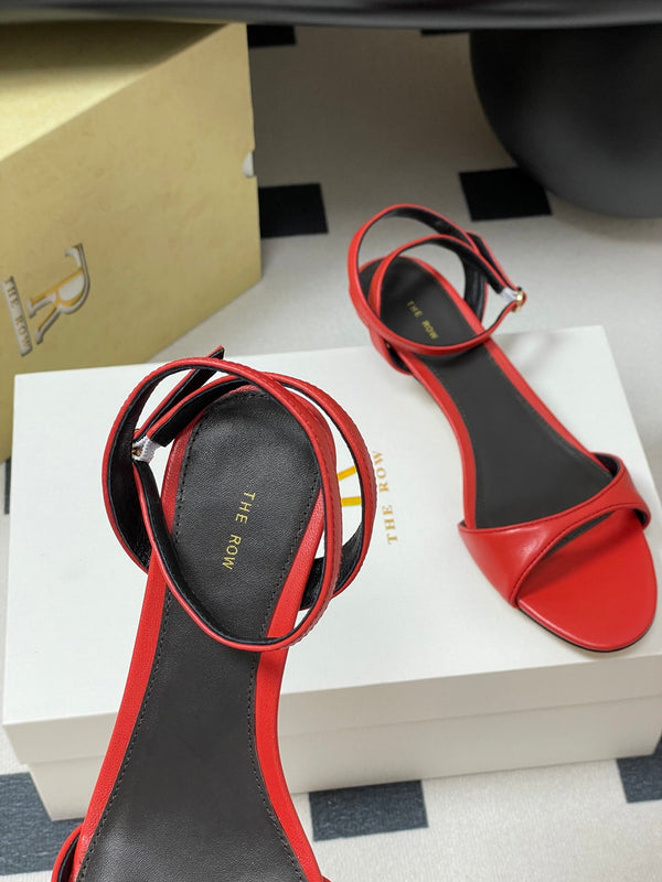 Sandali con tacco alto e cinturino The Row 25S in pelle di pecora rossa da 35 mm 286198