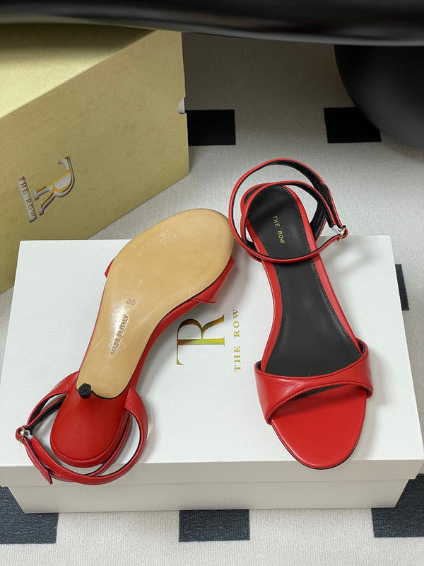 Sandali con tacco alto e cinturino The Row 25S in pelle di pecora rossa da 35 mm 286198