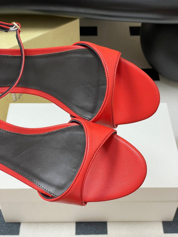 Sandali con tacco alto e cinturino The Row 25S in pelle di pecora rossa da 35 mm 286198