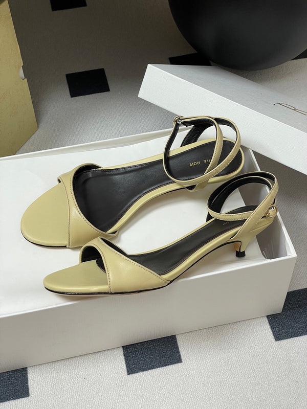 The Row 25S Strap High Heel Sandals 35mm Beige Sheepskin 286199