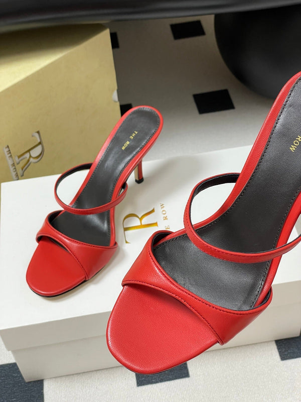 Sandali con tacco alto e cinturino The Row 25S, 85 mm, in pelle di pecora rossa 286206