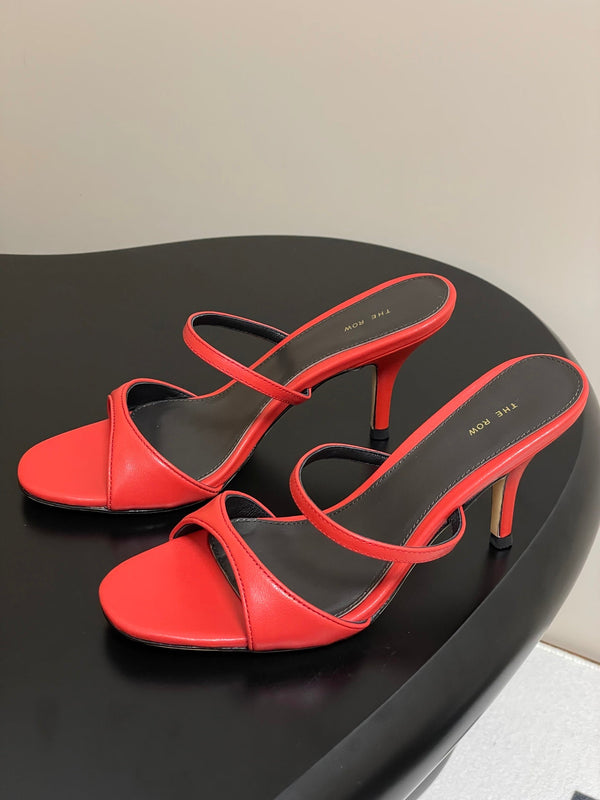 Sandali con tacco alto e cinturino The Row 25S, 85 mm, in pelle di pecora rossa 286206