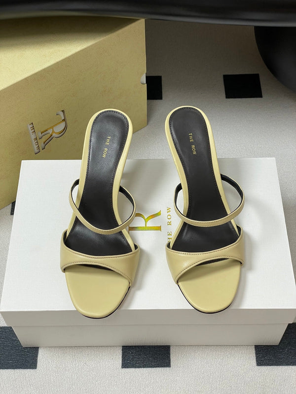 Sandali con tacco alto e cinturino The Row 25S, 85 mm, in pelle di pecora beige 286207