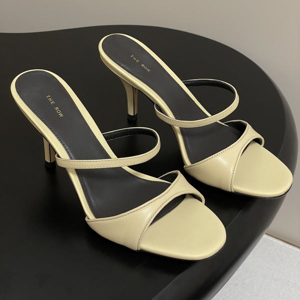 Sandali con tacco alto e cinturino The Row 25S, 85 mm, in pelle di pecora beige 286207