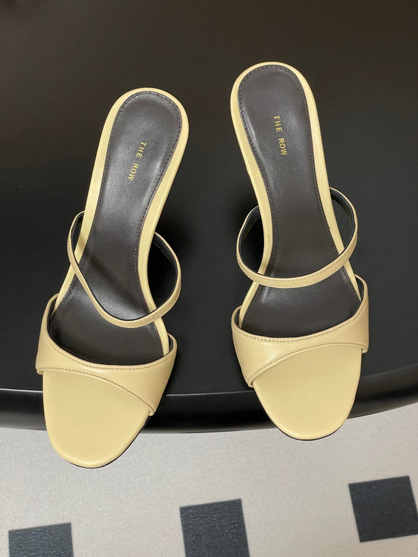 Sandali con tacco alto e cinturino The Row 25S, 85 mm, in pelle di pecora beige 286207