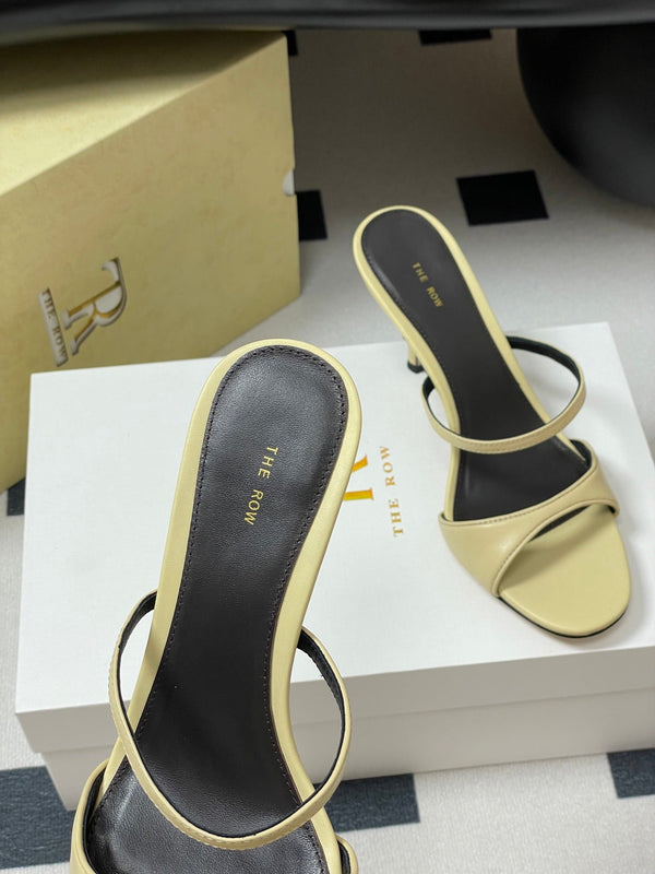 Sandali con tacco alto e cinturino The Row 25S, 85 mm, in pelle di pecora beige 286207