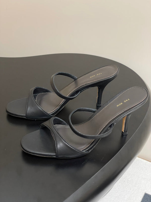 Sandali con tacco alto e cinturino The Row 25S, 85 mm, in pelle di pecora nera 286208