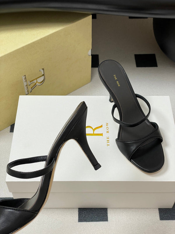 Sandali con tacco alto e cinturino The Row 25S, 85 mm, in pelle di pecora nera 286208