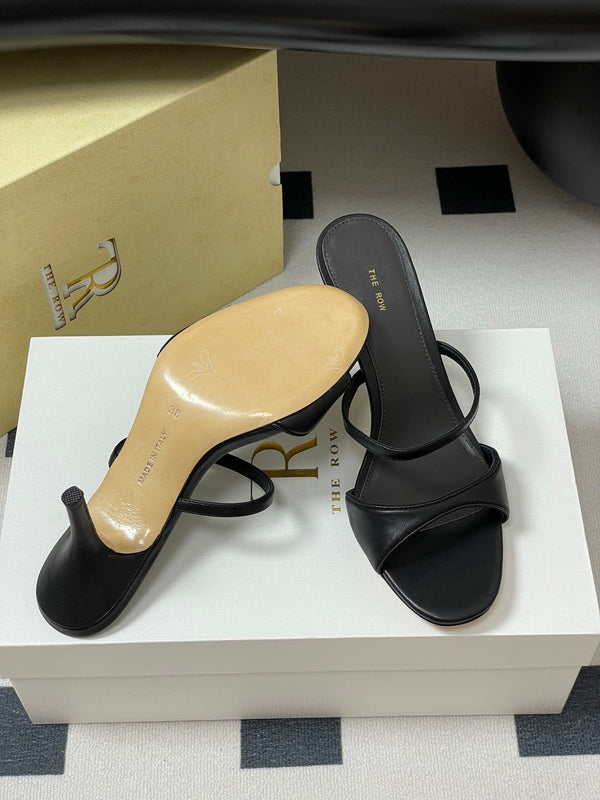 Sandali con tacco alto e cinturino The Row 25S, 85 mm, in pelle di pecora nera 286208