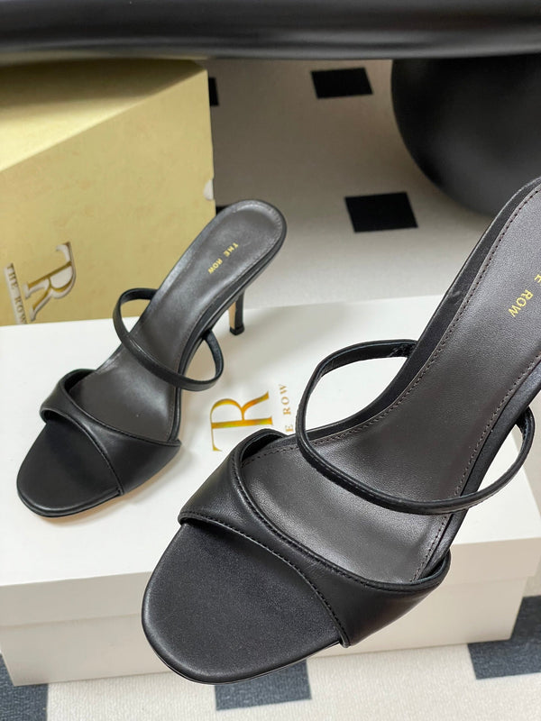 Sandali con tacco alto e cinturino The Row 25S, 85 mm, in pelle di pecora nera 286208