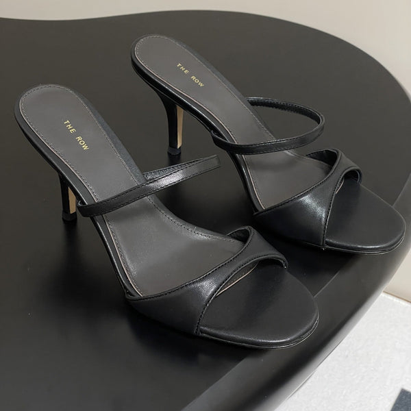 Sandali con tacco alto e cinturino The Row 25S, 85 mm, in pelle di pecora nera 286208