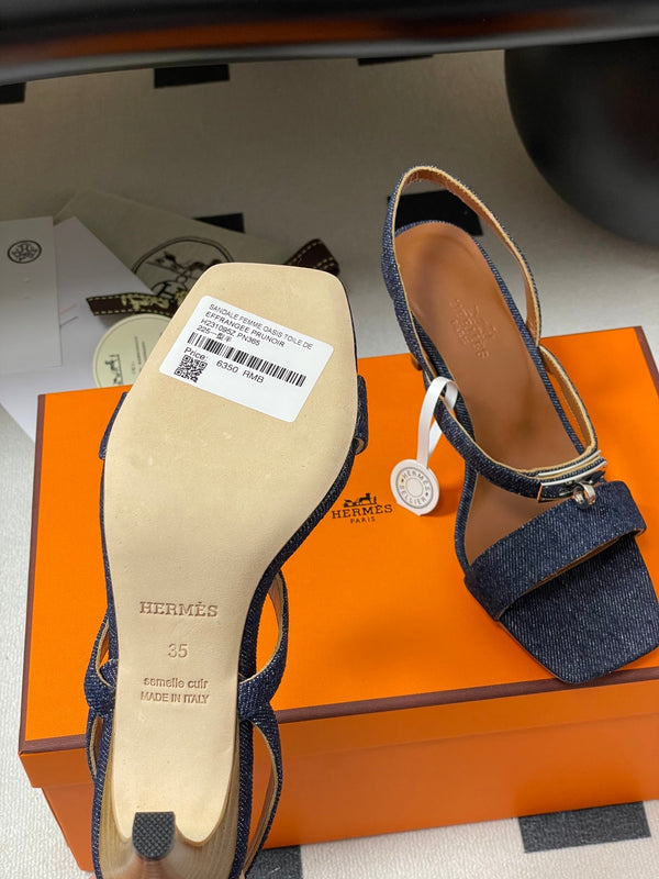 HM Glamour Slingback Blue Denim Sheepskin 314035