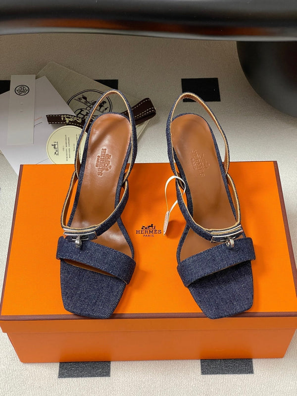 HM Glamour Slingback Blue Denim Sheepskin 314035