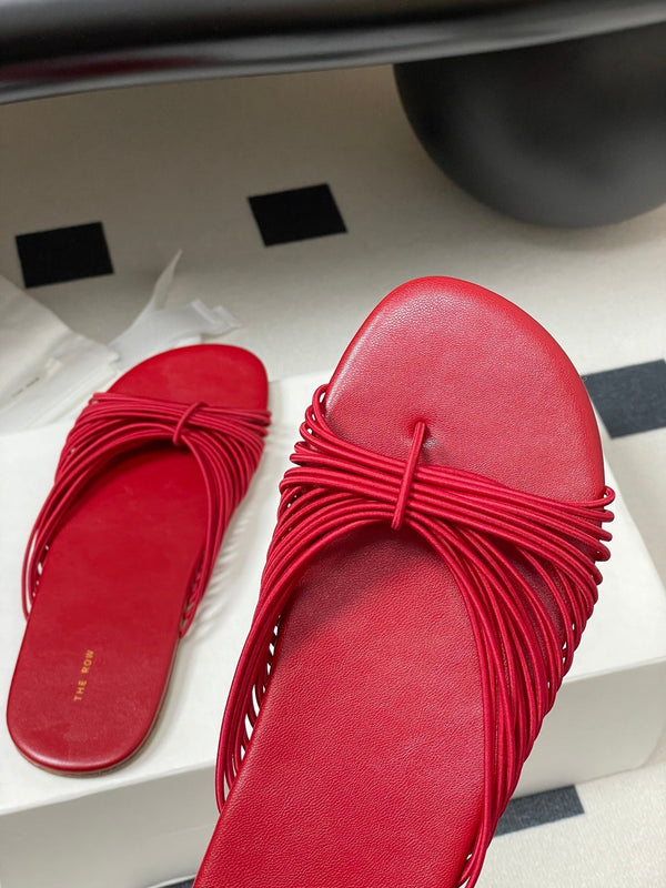 The Row Sara Slide Sandal In Red Elastic And Leather 345203