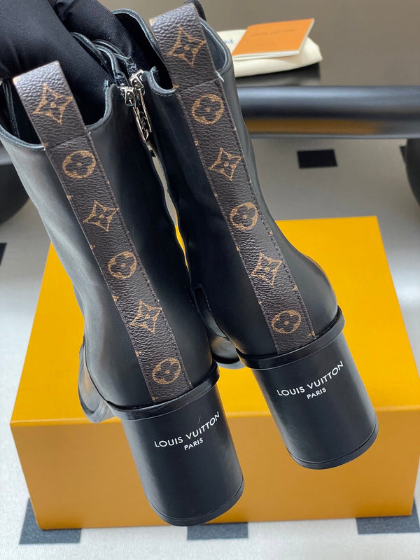 LV Berlin Open Toe Ankle Boot 85mm Black Calfskin 416735