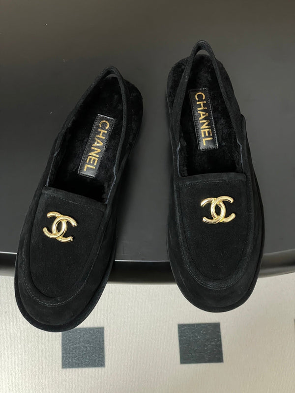 CC 25A Slingback Loafer Black Sherpa Suede