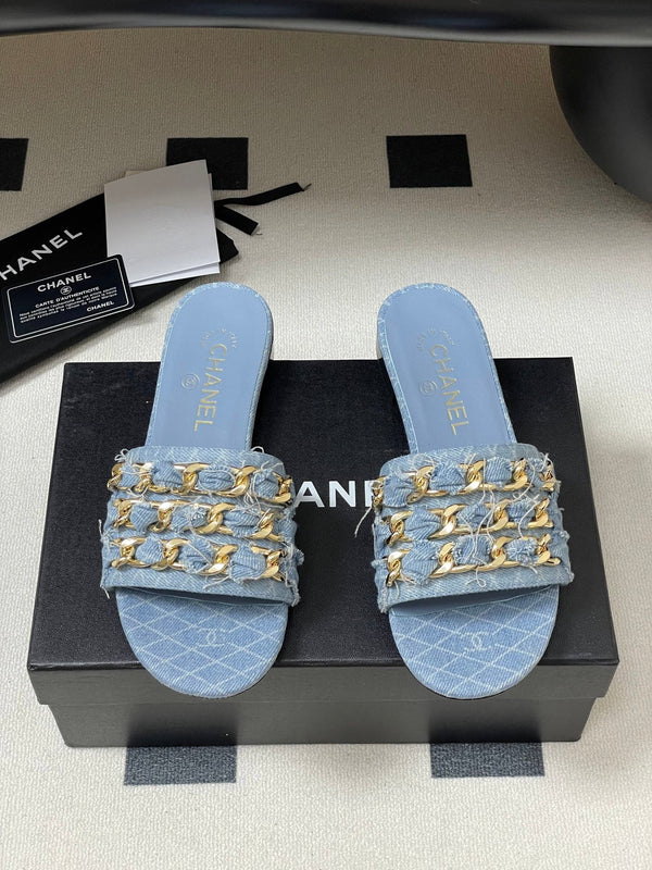 CC 25 Flats Slippers Blue Sheepskin 364722