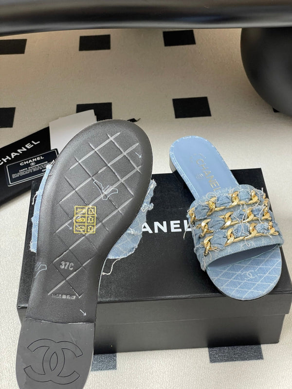 CC 25 Flats Slippers Blue Sheepskin 364722