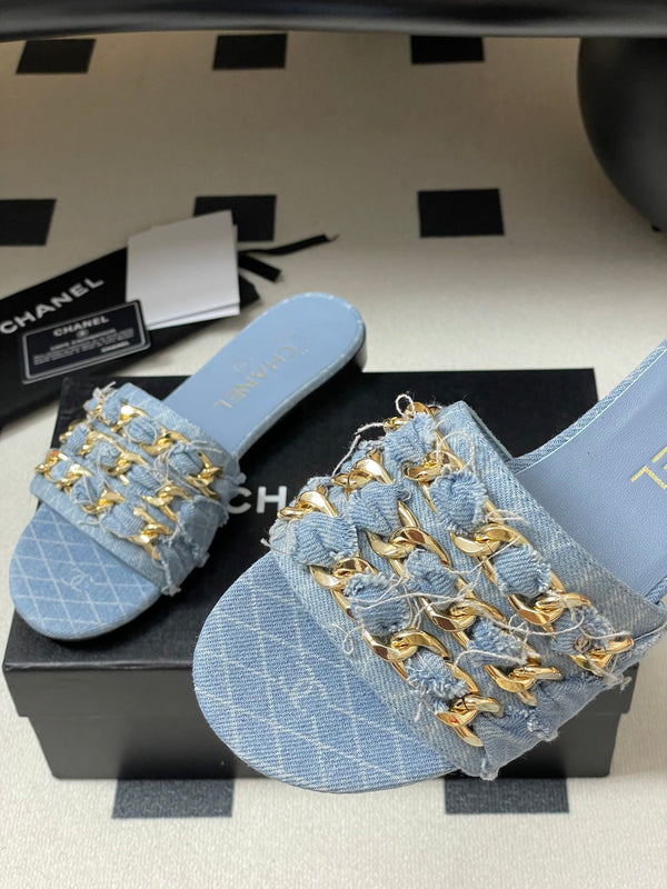 CC 25 Flats Slippers Blue Sheepskin 364722