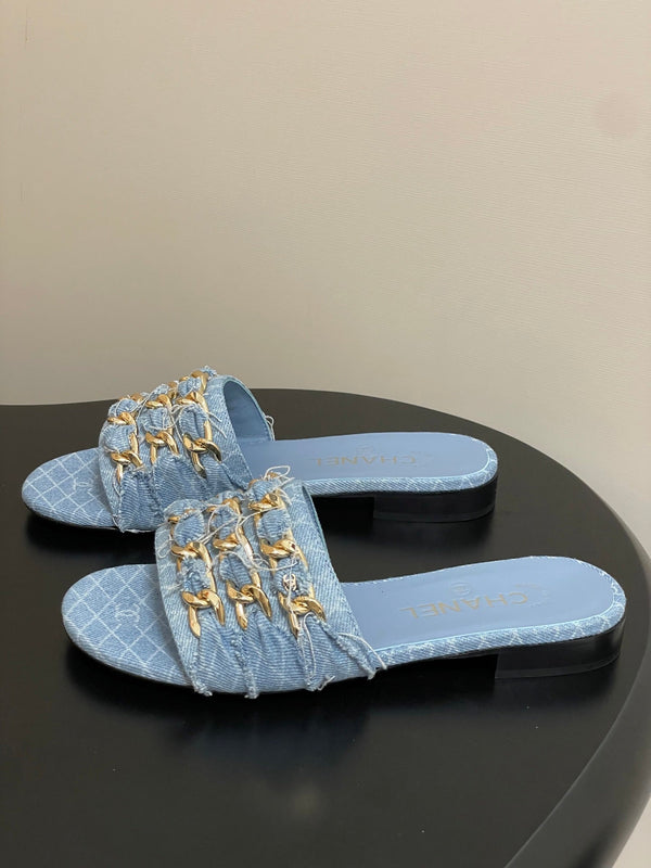 CC 25 Flats Slippers Blue Sheepskin 364722