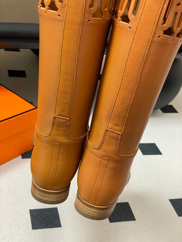 HM Jumping Boots 30mm Caramel Brown Kelly Buckle Calfskin 423263