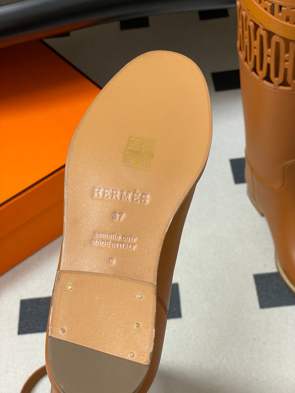 HM Jumping Boots 30mm Caramel Brown Kelly Buckle Calfskin 423263