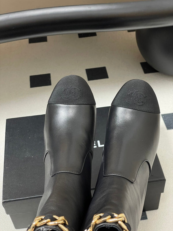 CC 25B Chain Short Boot 70mm Black Denim Cowhide 423149