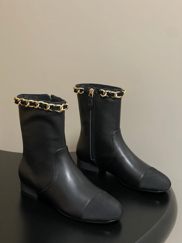 CC 25B Chain Short Boot 25mm Black Denim Cowhide 423154