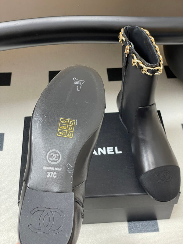 CC 25B Chain Short Boot 25mm Black Denim Cowhide 423154