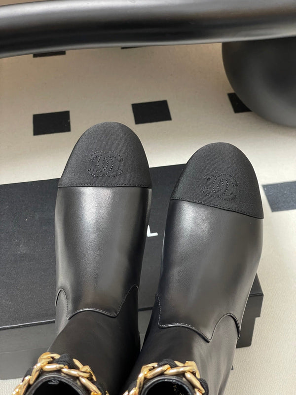 CC 25B Chain Short Boot 25mm Black Denim Cowhide 423154