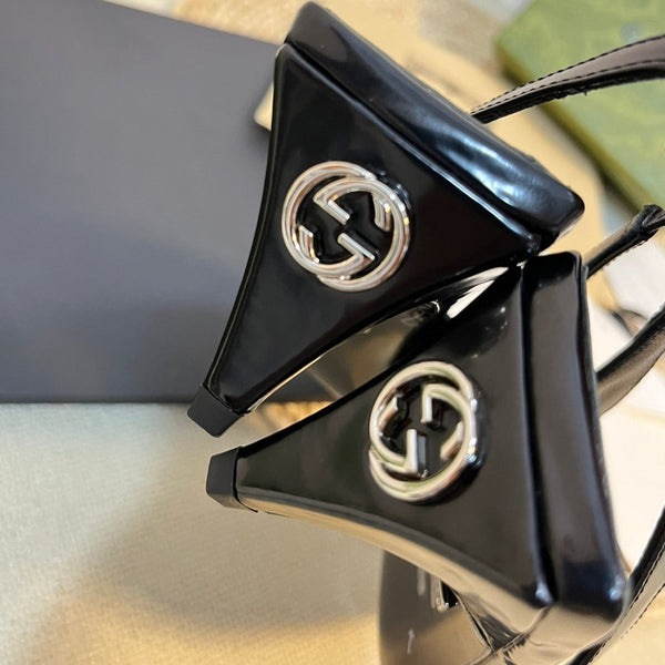 GG Women's G plain leather logo slingbacks Black